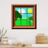 かわいいカラフルキッズマンガウィンドウビューポスター ポスター (キッチン)