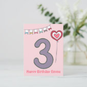 かわいいカラフルキッズ誕生日はがき ポストカード (スタンド正面)