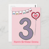 かわいいカラフルキッズ誕生日はがき ポストカード (正面/裏面)