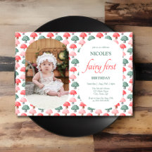 かわいいカラフルキノコ写真フェアリー最初の誕生日