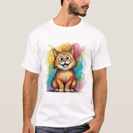 かわいいカラフルキャットアートTシャツ - 楽しい幸せな子猫 Tシャツ