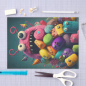 かわいいカラフルキャンディの怪物 薄葉紙 (クラフト)