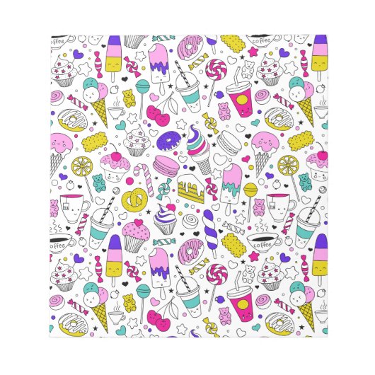 かわいいカラフルキャンディ甘い柄 ノートパッド (正面)