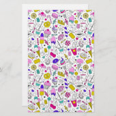 かわいいカラフルキャンディ甘い柄 便箋 (正面/裏面)