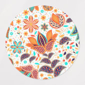 かわいいカラフルクラシック花柄 ラベル (デザイン1)