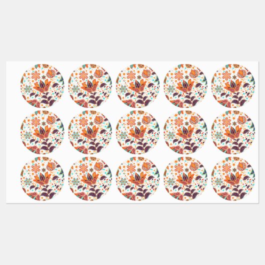 かわいいカラフルクラシック花柄 ラベル (シート)