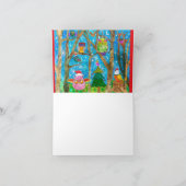 かわいいカラフルクリスマスのフクロウのグリーティングカード シーズンカード (内部)