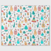 かわいいカラフルクリスマスの動物のパターン ラッピングペーパー (フラット)