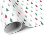 かわいいカラフルクリスマスの木の柄 ラッピングペーパー (ロールコーナー)