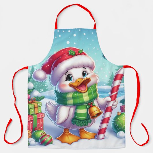 かわいいカラフルクリスマスアヒル エプロン (正面)