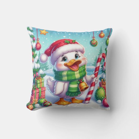 かわいいカラフルクリスマスアヒル クッション (正面)