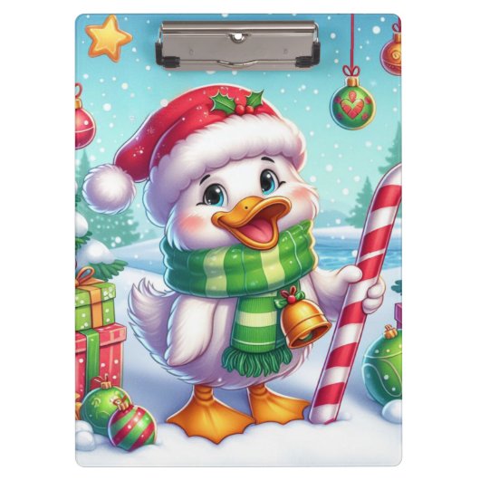 かわいいカラフルクリスマスアヒル クリップボード (正面)