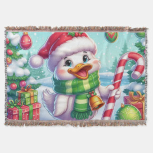かわいいカラフルクリスマスアヒル スローブランケット