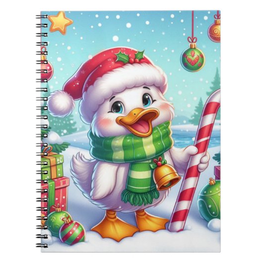 かわいいカラフルクリスマスアヒル ノートブック (正面)