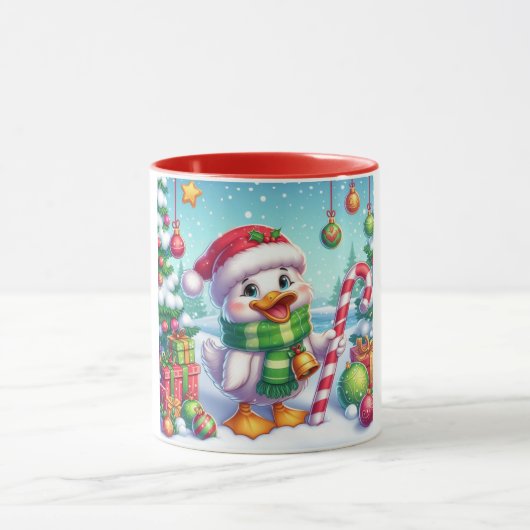 かわいいカラフルクリスマスアヒル マグカップ (中央)
