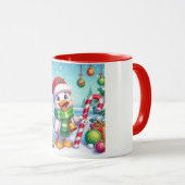 かわいいカラフルクリスマスアヒル マグカップ (正面右)