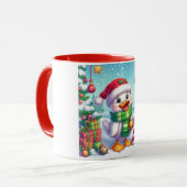 かわいいカラフルクリスマスアヒル マグカップ (正面左)