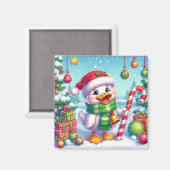 かわいいカラフルクリスマスアヒル マグネット (正面/裏面)