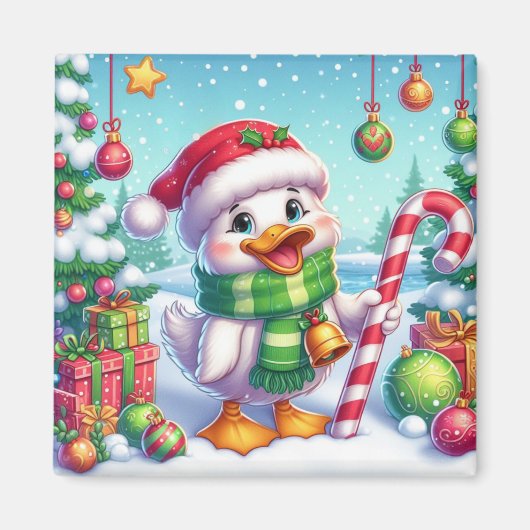 かわいいカラフルクリスマスアヒル マグネット (正面)