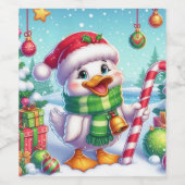かわいいカラフルクリスマスアヒル ワインラベル (シングルラベル)