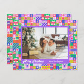 かわいいカラフルクリスマスキルト写真テンプレート シーズンカード (正面/裏面)