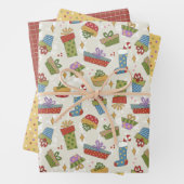 かわいいカラフルクリスマスプレゼントデザイン ラッピングペーパーシート (インサイチュ)