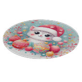 かわいいカラフルクリスマス猫 カッティングボード (角)