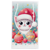 かわいいカラフルクリスマス猫 スモールペーパーバッグ (正面)