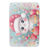かわいいカラフルクリスマス猫 バスマット (正面縦)