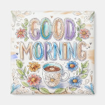 かわいいカラフルグッドモーニング冷蔵庫