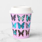 かわいいカラフルコーヒーバタフライショップ紙カップ 紙コップ (裏面)