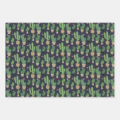 かわいいカラフルサボテン柄 ラッピングペーパーシート (正面3)