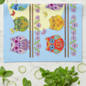 かわいいカラフルサマーフクロウ キッチンタオル (折り畳み)