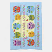 かわいいカラフルサマーフクロウ キッチンタオル (縦)