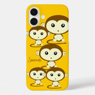 かわいいカラフルサルは黄色から色に変わる iPhone 16 PLUSケース