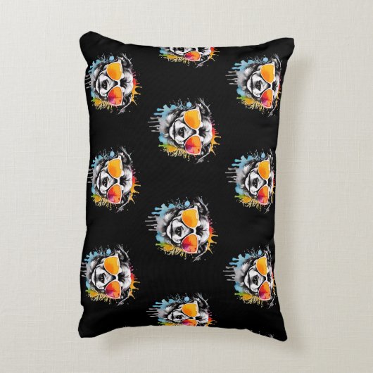 かわいいカラフルサングラススプラッシュで子犬 アクセントクッション (裏面(縦))