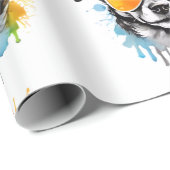 かわいいカラフルサングラススプラッシュで子犬 ラッピングペーパー (ロールコーナー)