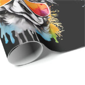 かわいいカラフルサングラススプラッシュで子犬 ラッピングペーパー (ロールコーナー)