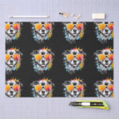 かわいいカラフルサングラススプラッシュで子犬 薄葉紙 (クラフト)