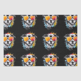 かわいいカラフルサングラススプラッシュで子犬 薄葉紙