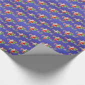 かわいいカラフルサンタクロースとキャンディーケイン ラッピングペーパー (角)