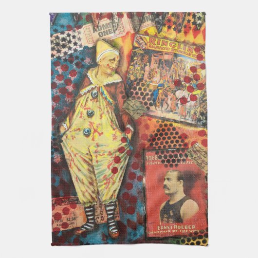 かわいいカラフルサーカスピエロキッチンタオル キッチンタオル (縦)