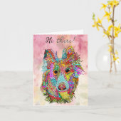 かわいいカラフルシェットランド・ シープドッグシープドッググリーティングカード カード (黄色い花)