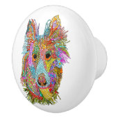 かわいいカラフルシェットランド・ シープドッグドアノブ セラミックノブ (右)