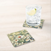かわいいカラフルシックな夏デイジー花柄 スクエアペーパーコースター (インサイチュ)