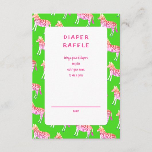 かわいいカラフルシマウマカスタムの赤ちゃんシャワー エンクロージャーカード (正面)