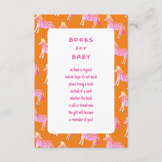 かわいいカラフルシマウマカスタムの赤ちゃんシャワー エンクロージャーカード (正面)