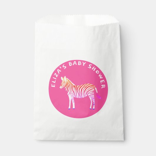 かわいいカラフルシマウマカスタムの赤ちゃんシャワー フェイバーバッグ (正面)