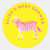 かわいいカラフルシマウマカスタムの赤ちゃんシャワー ラウンドシール (正面)