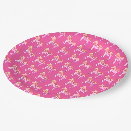 かわいいカラフルシマウマ赤ちゃんシャワー ペーパープレート (アングル)